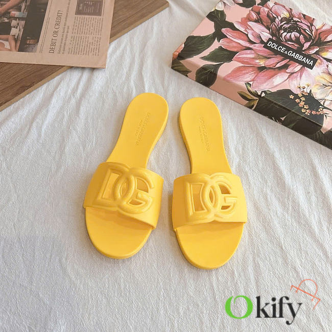 Okify Dolce & Gabbana Yellow Women Slides 29198 - 1
