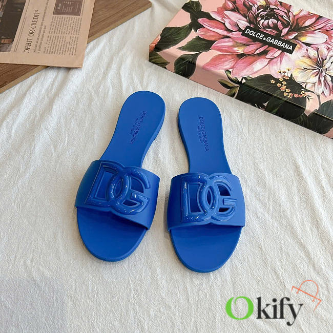 Okify Dolce & Gabbana Dark Blue Women Slides 29200 - 1