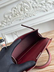 Okify Hermes Kelly Mini 19 Bag Red Burgundy Epsom Silver Hardware 19cm - 6