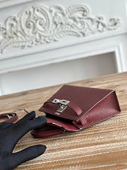 Okify Hermes Kelly Mini 19 Bag Red Burgundy Epsom Silver Hardware 19cm - 3