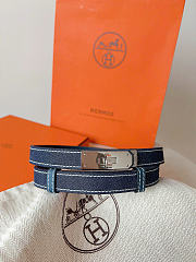 Okify Hermes Denim Dark Blue Belt Silver Hardware 1.8cm - 2