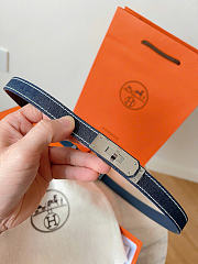 Okify Hermes Denim Dark Blue Belt Silver Hardware 1.8cm - 1