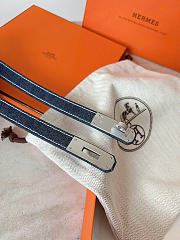 Okify Hermes Denim Dark Blue Belt Silver Hardware 1.8cm - 3
