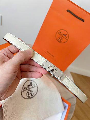 Okify Hermes Off White Belt Silver Hardware 1.8cm
