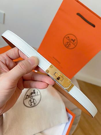 Okify Hermes White Belt Gold Hardware 1.8cm