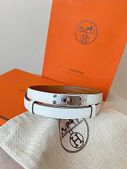 Okify Hermes White Belt Silver Hardware 1.8cm - 3