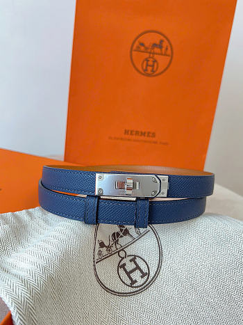 Okify Hermes Dark Blue Belt Silver Hardware 1.8cm