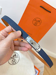 Okify Hermes Dark Blue Belt Silver Hardware 1.8cm - 3