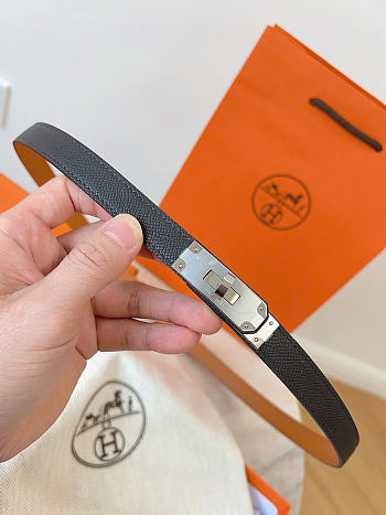 Okify Hermes Black Belt Silver Hardware 1.8cm