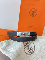 Okify Hermes Black Belt Silver Hardware 1.8cm - 3