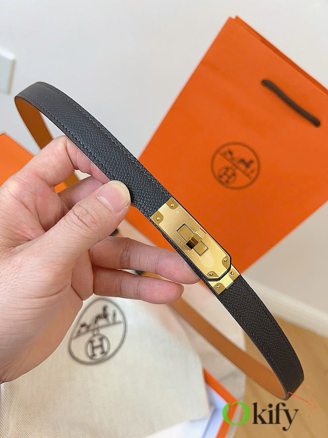 Okify Hermes Black Belt Gold Hardware 1.8cm - 1