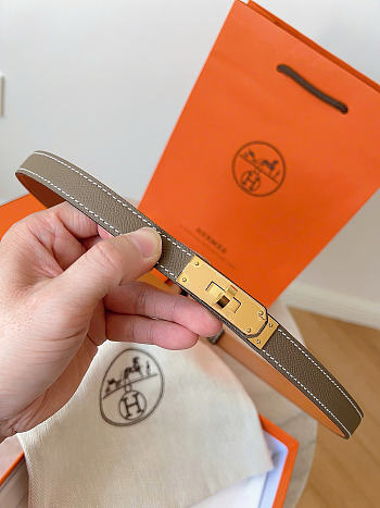 Okify Hermes Gray Elephant Belt Gold Hardware 1.8cm