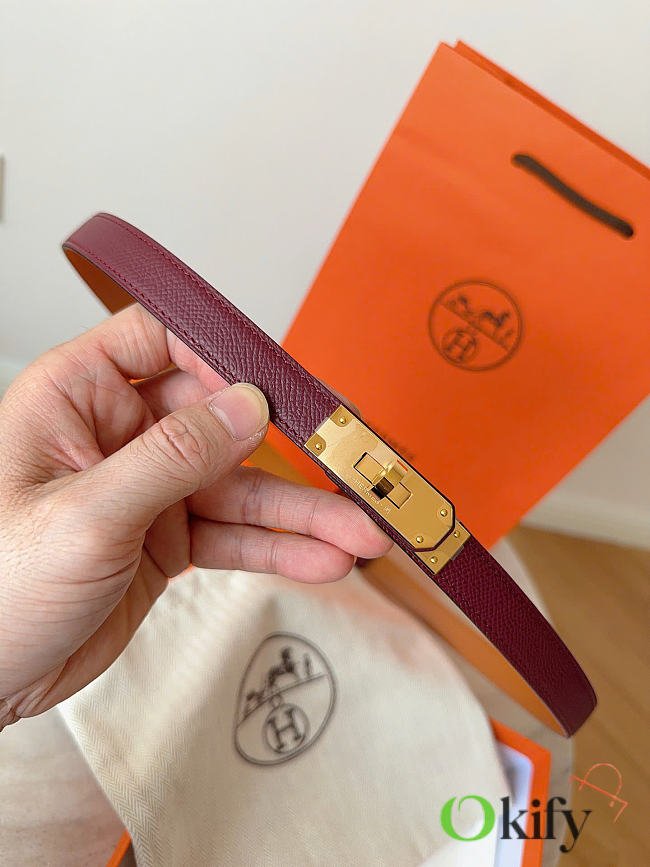 Okify Hermes Red Burgundy Belt Gold Hardware 1.8cm - 1