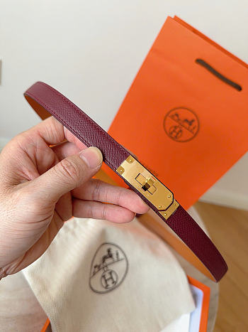 Okify Hermes Red Burgundy Belt Gold Hardware 1.8cm