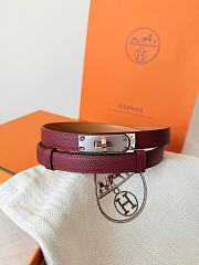 Okify Hermes Red Burgundy Belt Silver Hardware 1.8cm - 2