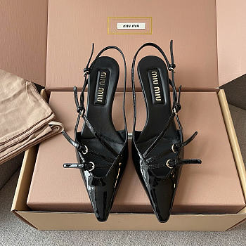 Okify MiuMiu Black Patent Slingback 5cm 