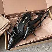 Okify MiuMiu Black Patent Slingback 5cm  - 2