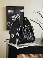 Okify CC 25 Hobo Bag Black Lambskin White Trim 30x26x14cm  - 3