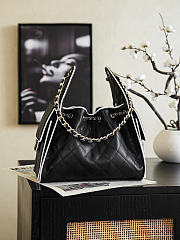 Okify CC 25 Hobo Bag Black Lambskin White Trim 30x26x14cm  - 6