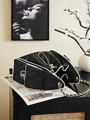 Okify CC 25 Hobo Bag Black Lambskin White Trim 30x26x14cm  - 2