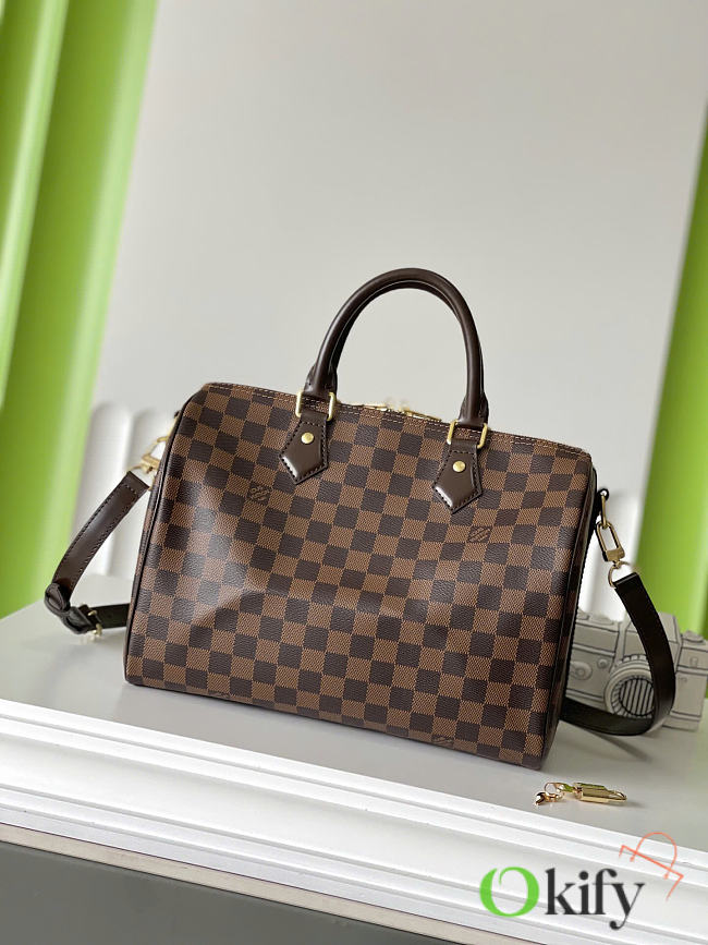 Okify Louis Vuitton Speedy 30 Bag Damier Brown N41367 30x21x17cm - 1