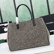 Okify CC Large Tote Bag Black Leather And Tweed AS6289 33x43x17.5cm - 2