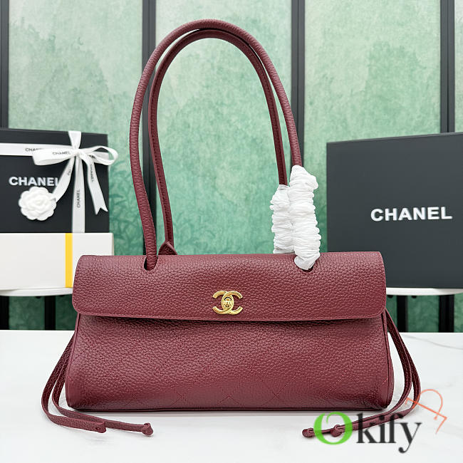 Okify CC 2026 Small Shopping Bag Red Burgundy Grain AS6288 30.5x15x11cm  - 1