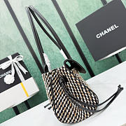 Okify CC 2026 Small Shopping Bag Black Leather And Tweed AS6288 30.5x15x11cm  - 3