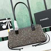 Okify CC 2026 Small Shopping Bag Black Leather And Tweed AS6288 30.5x15x11cm  - 4