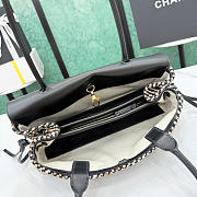 Okify CC 2026 Small Shopping Bag Black Leather And Tweed AS6288 30.5x15x11cm  - 2