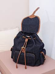 Okify MiuMiu Denim Blue Large Backpack 5BZ042 29.5x25x12.5cm - 5