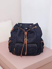 Okify MiuMiu Denim Blue Large Backpack 5BZ042 29.5x25x12.5cm - 6