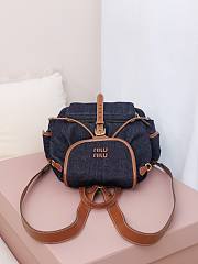 Okify MiuMiu Denim Blue Large Backpack 5BZ042 29.5x25x12.5cm - 3