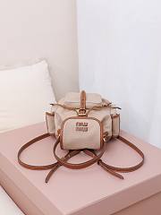 Okify MiuMiu Beige Small Backpack 5BZ043 22x18x11.5cm - 4