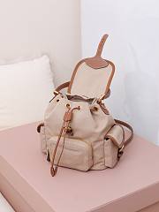 Okify MiuMiu Beige Small Backpack 5BZ043 22x18x11.5cm - 5