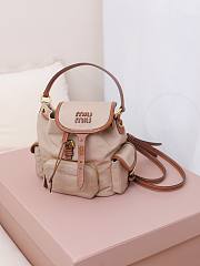 Okify MiuMiu Beige Small Backpack 5BZ043 22x18x11.5cm - 6