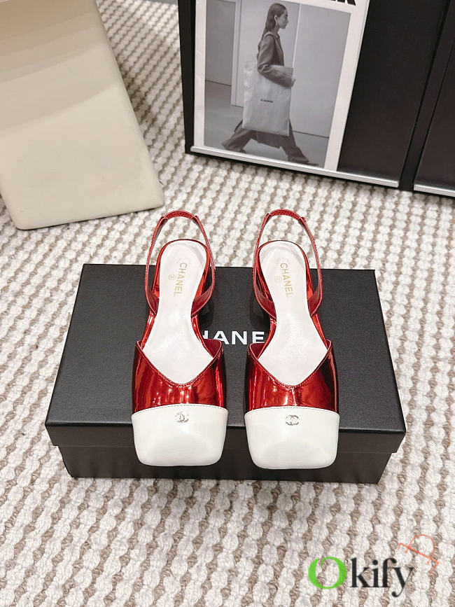 Okify CC Red Square Toe Flat Slingback  - 1