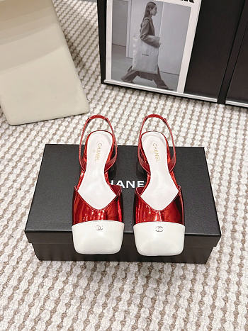 Okify CC Red Square Toe Flat Slingback 