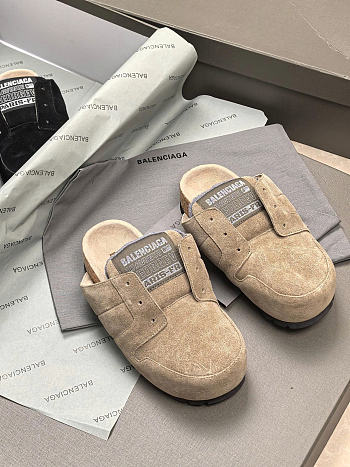 Okify Balenciaga Dumbo Beige Suede Clog Mules Unisex 