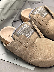 Okify Balenciaga Dumbo Beige Suede Clog Mules Unisex  - 3