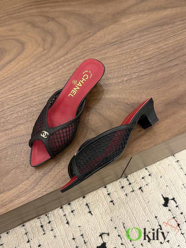 Okify CC Red Heels With Black Mesh 4cm - 1