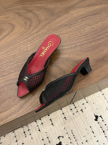 Okify CC Red Heels With Black Mesh 4cm