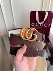 Okify Gucci Dark Brown Suede Belt Gold Hardware 3cm - 6