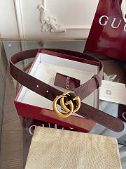 Okify Gucci Dark Brown Suede Belt Gold Hardware 3cm - 5