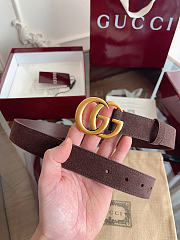 Okify Gucci Dark Brown Suede Belt Gold Hardware 3cm - 4
