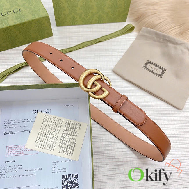 Okify Gucci Brown Belt Gold Vintage Hardware 3cm - 1