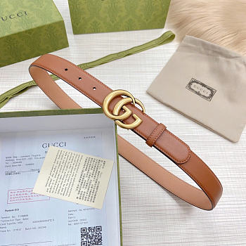 Okify Gucci Brown Belt Gold Vintage Hardware 3cm