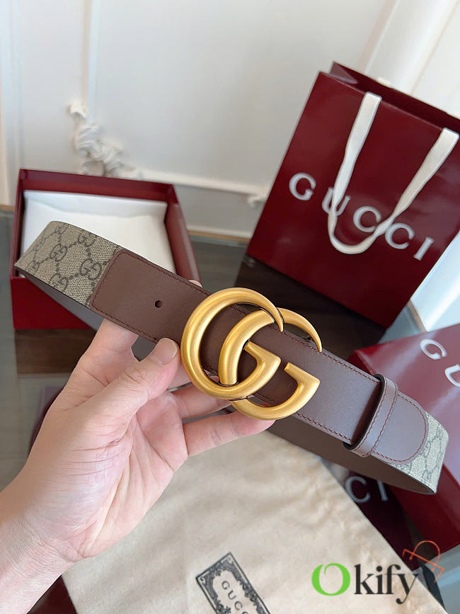 Okify Gucci Brown Ophidia Belt Gold Vintage Hardware 4cm - 1