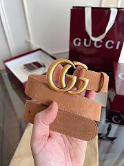 Okify Gucci Brown Suede Belt Gold Hardware 3cm - 6
