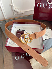Okify Gucci Brown Suede Belt Gold Hardware 3cm - 3